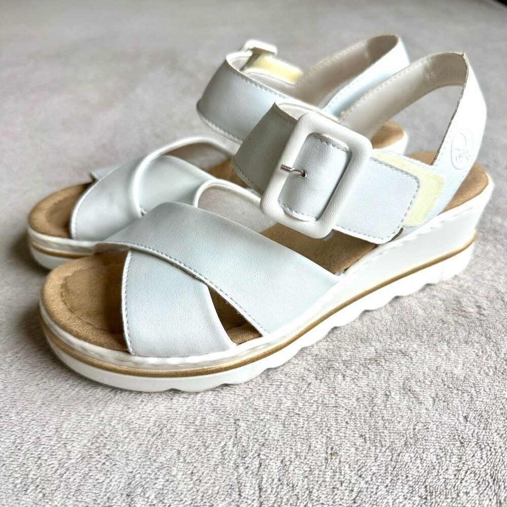 Rieker Antistress Women’s White Cross Front Ankle Strap Comfort Sandals